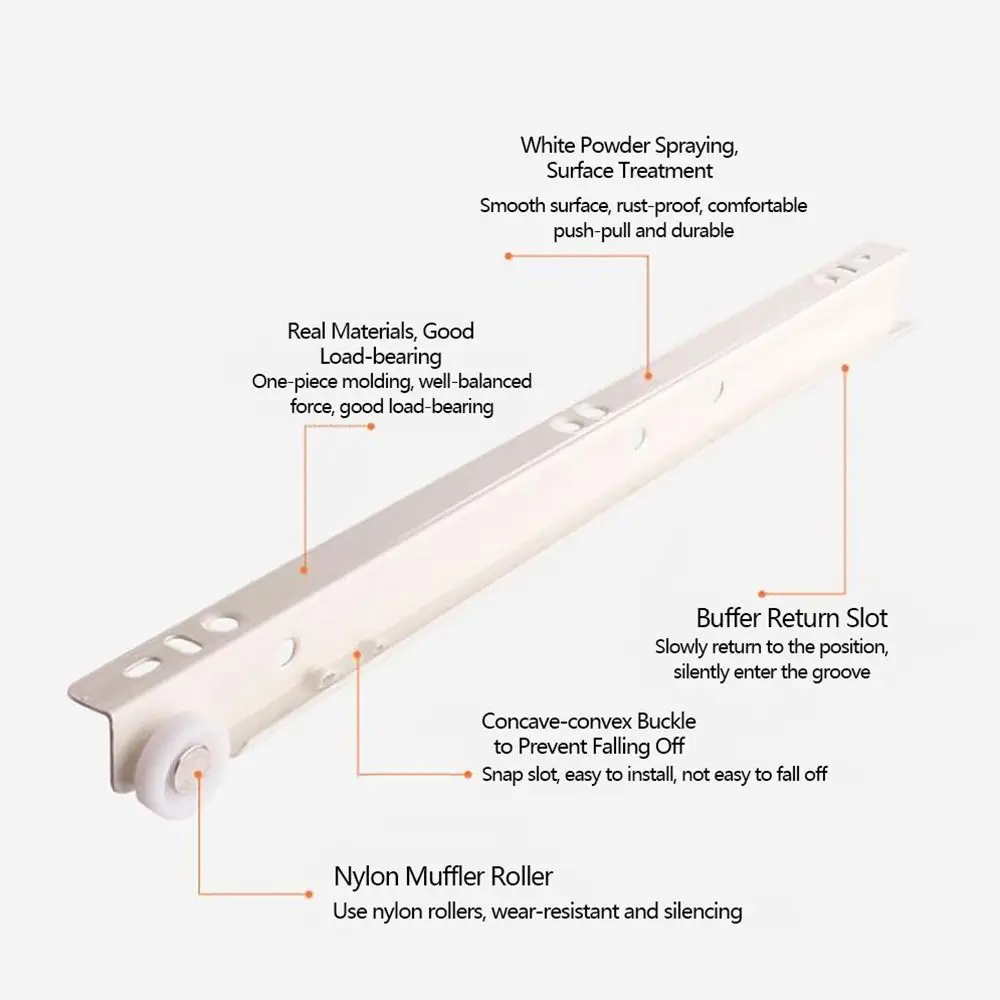 1Pair Durable Two Section Clothing Two Cabinet Rails Drawer Track Slides Computer Table Chute Cabinets Keyboard Roller