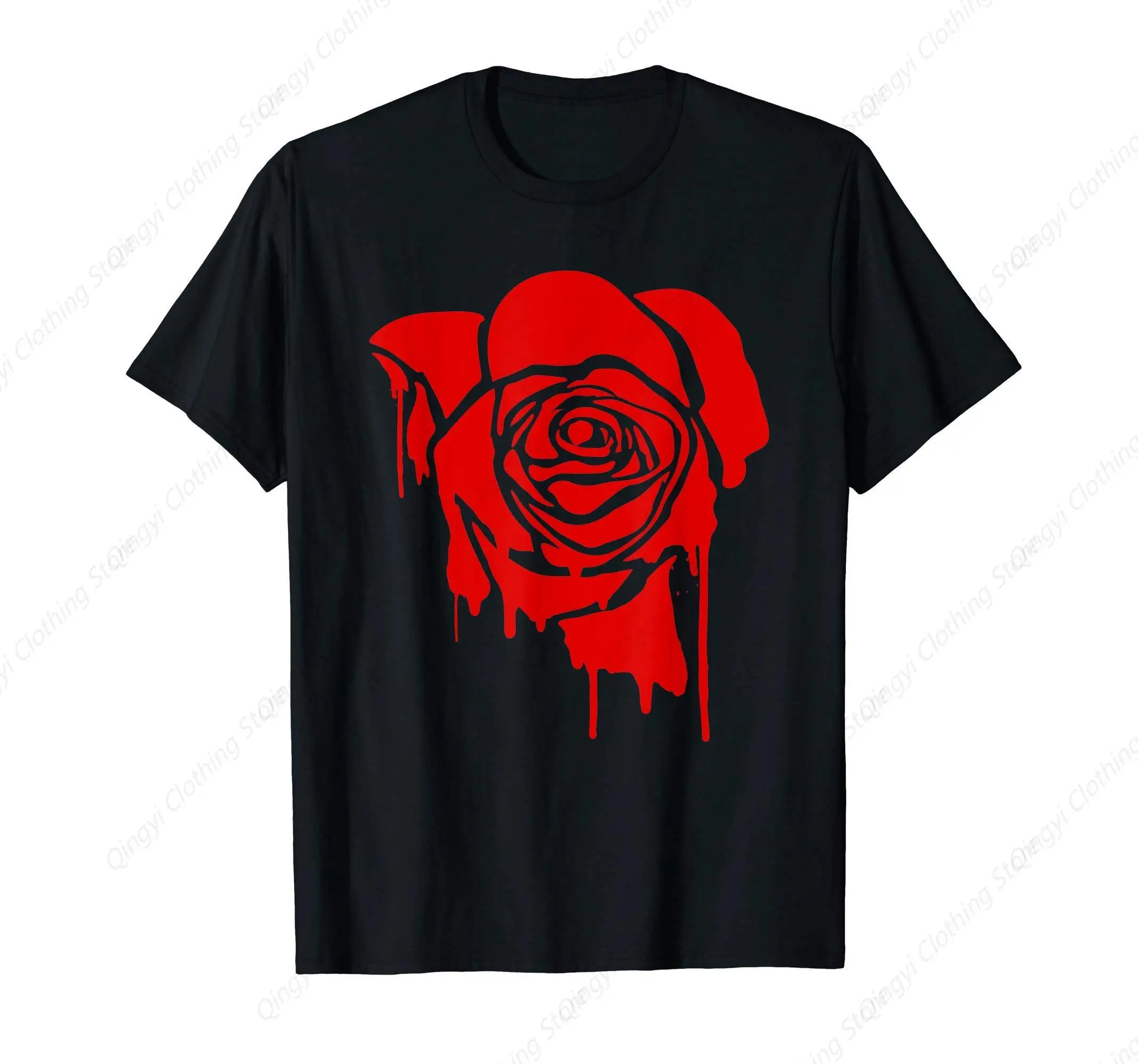 Street Art Rose In Red Dripping Paint Graffiti Style T-Shirt