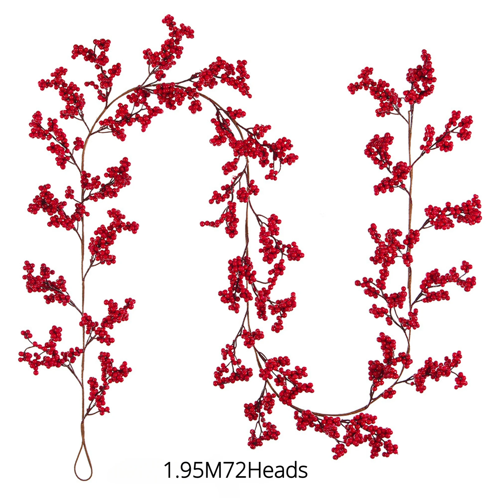 1.95m/72Heads Red Fruit Rattan Artificial Vine For Home Christmas Decoration Party Supplies Backdrop Wall Christmas Garland