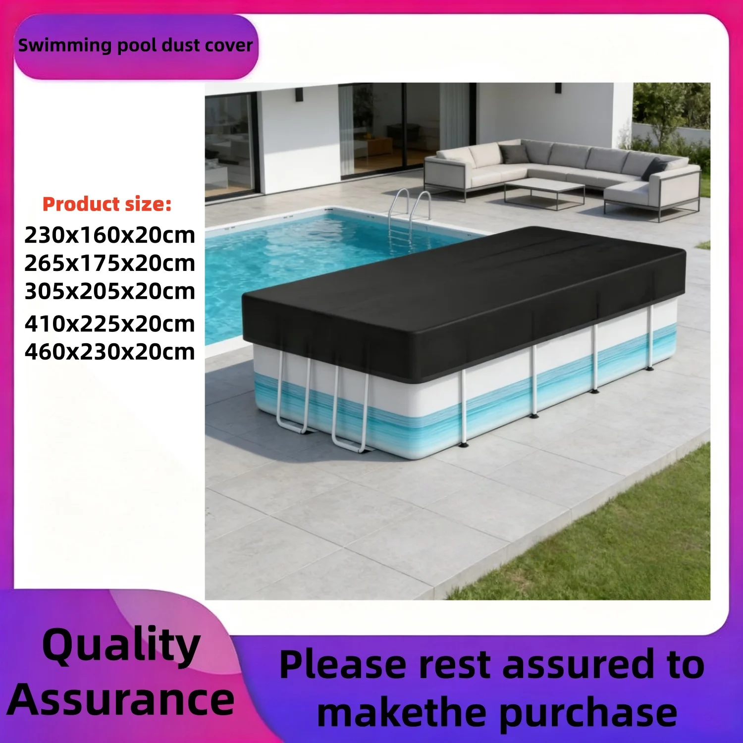 Swimming Pool Cover, Suitable for Above-ground Pools, Heavy-duty Solar Pool Covers, and Rectangular/oval Frame Pools