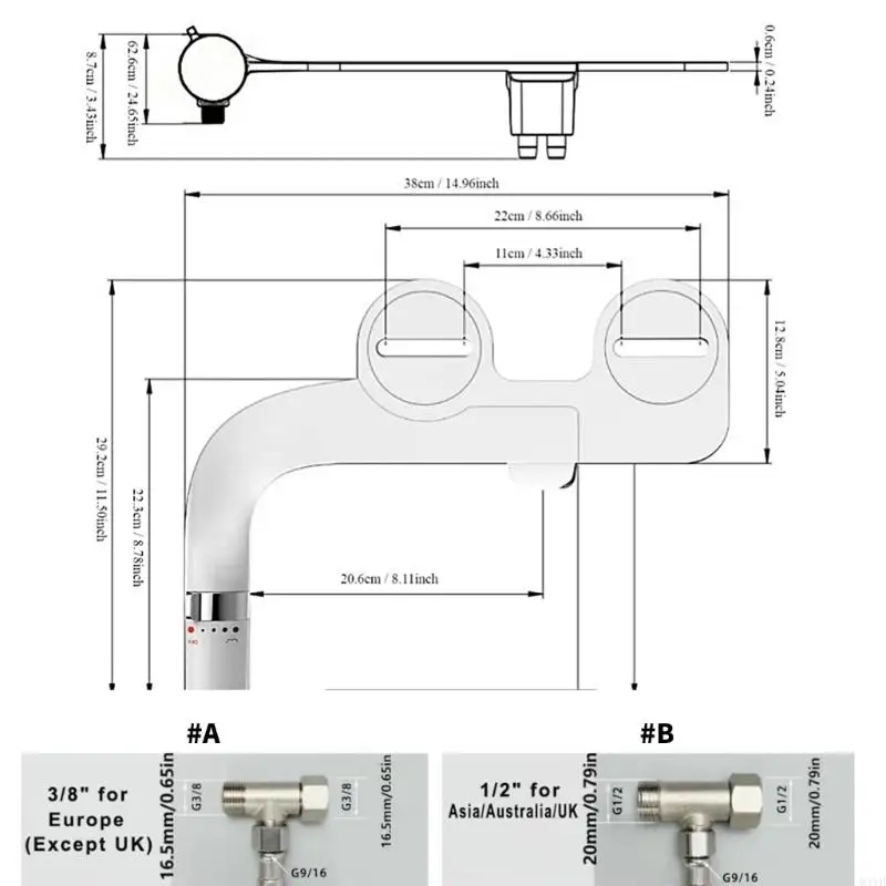None Electric Bidet Toilet Attachment Toilet Attachment Double Nozzle Bidet with Adjustable Water Pressure M4YD