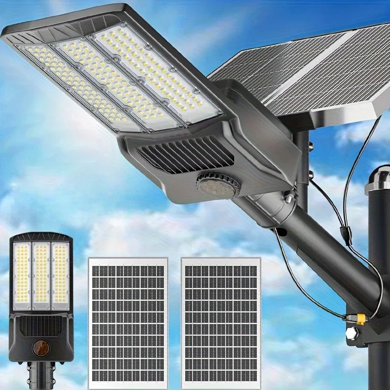 Lampioni solari Luce con sensore di movimento per esterni 8000W 6500K Luci di inondazione di sicurezza solari Lampada solare per cortile, strada