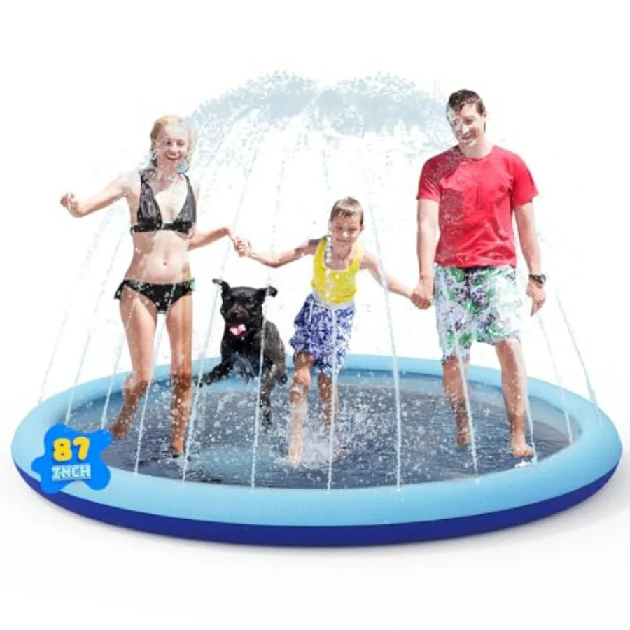 

Splash Pad for and Dogs: Non-Slip Thicken PVC Blue Sprinkler Pad with UV-Resistant Material, Ideal for Backyard Summer Water Pl