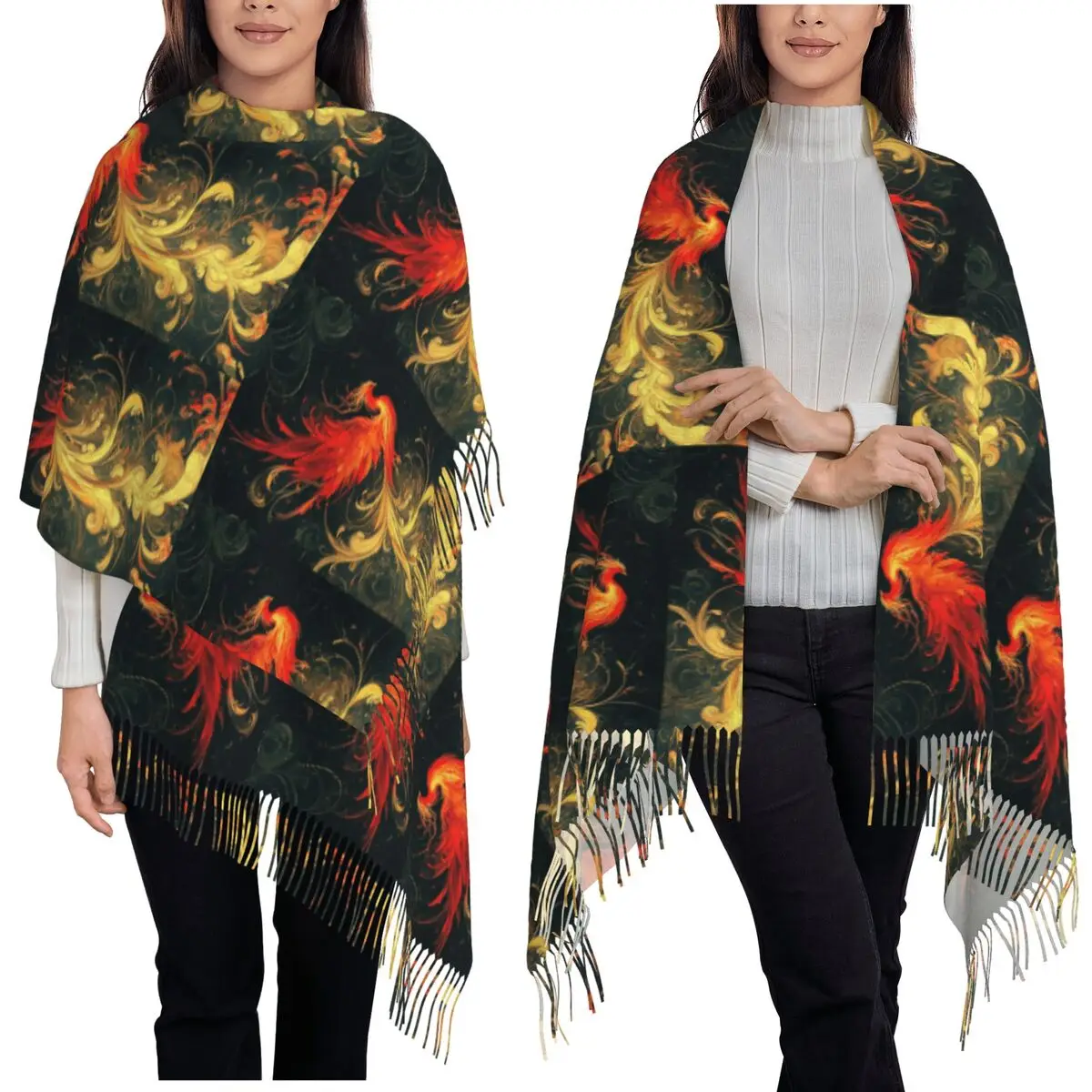 

Китайский шарф с кисточками, женские мягкие теплые шали и накидки, большая осенне-зимняя шаль