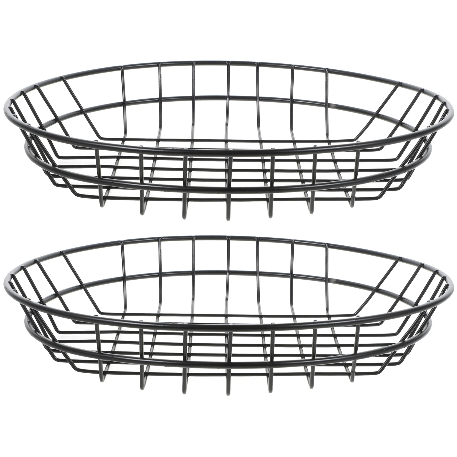 2 Pcs Holder Chips Basket Storage Baskets Food Serving Fruit Tray Shelves Black Iron