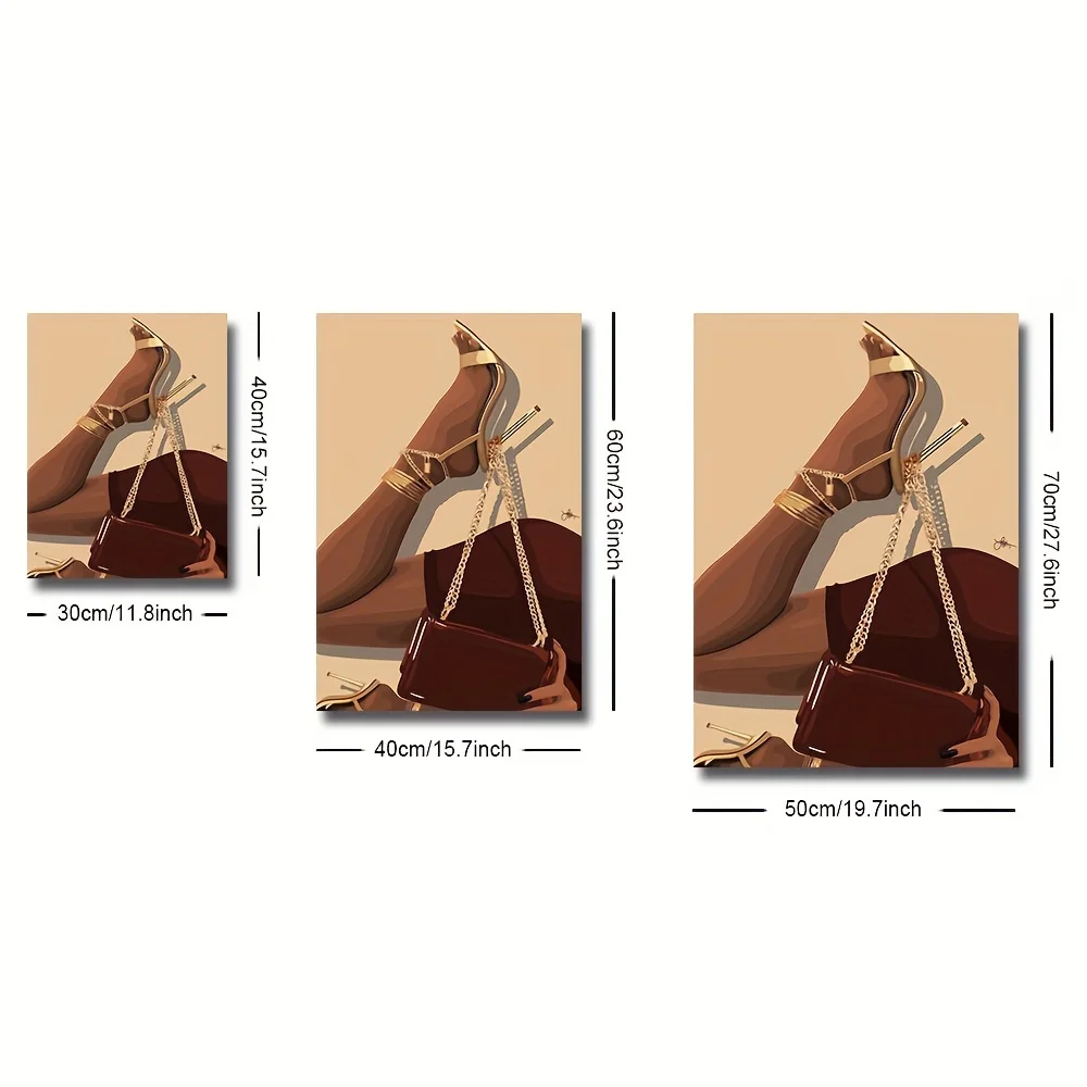 3PCS/Sets Black Girls Art Posters Canvas Painting Fashion Bag Jewelry Perfume Pictures and Prints Wall Art for Bedroom Decor