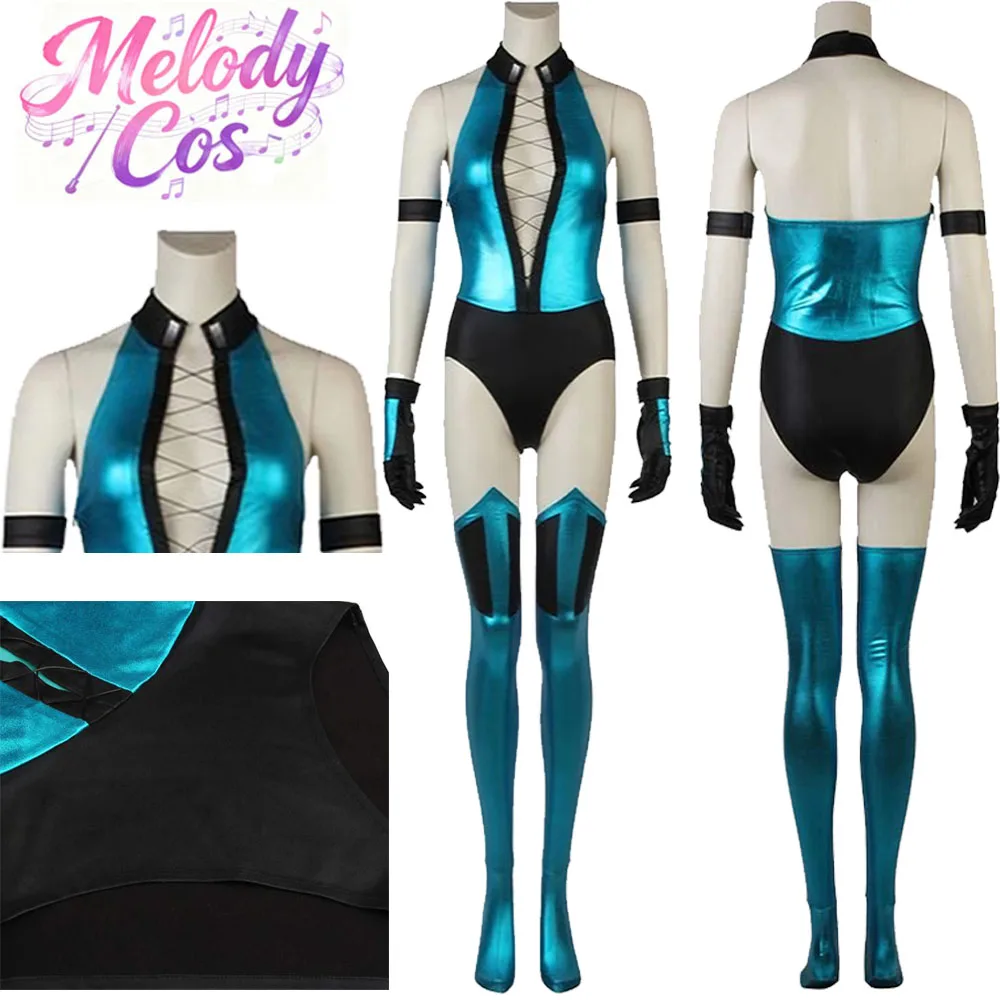 

Adult Women Kitana Cosplay Sexy Costume Game Mortal Kombat Fantasia Clothing Gloves Halloween Carnival Disguise Party Suit