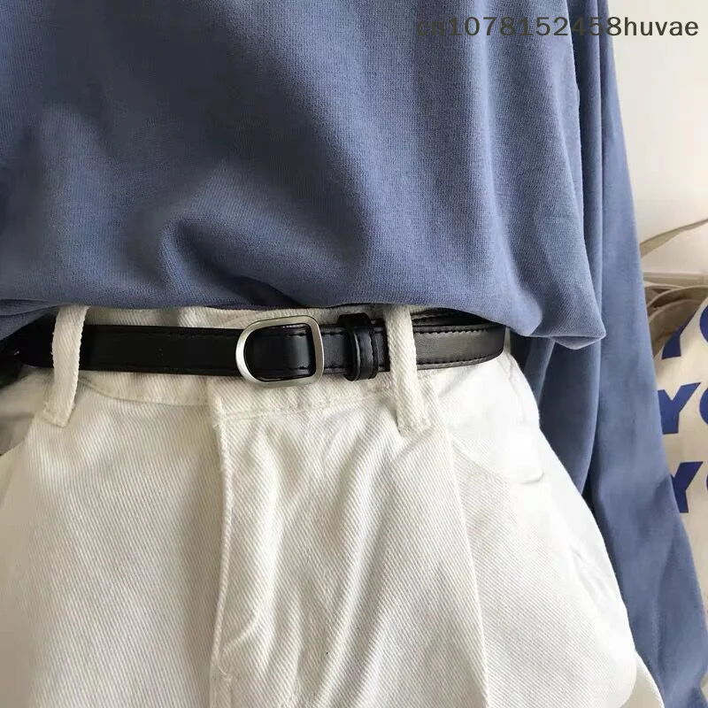 Fashion Luxury No-hole Belt For Women Waistband Buckle Pin Belt Jeans Decorative Female Dress Thin PU Leather Waist Strap