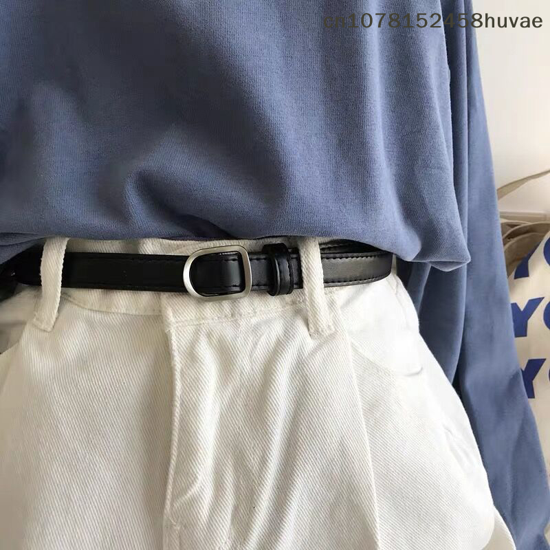  Fashion Luxury No-hole Belt For Women Waistband Buckle Pin Belt Jeans Decorative Female Dress Thin PU Leather Waist Strap 