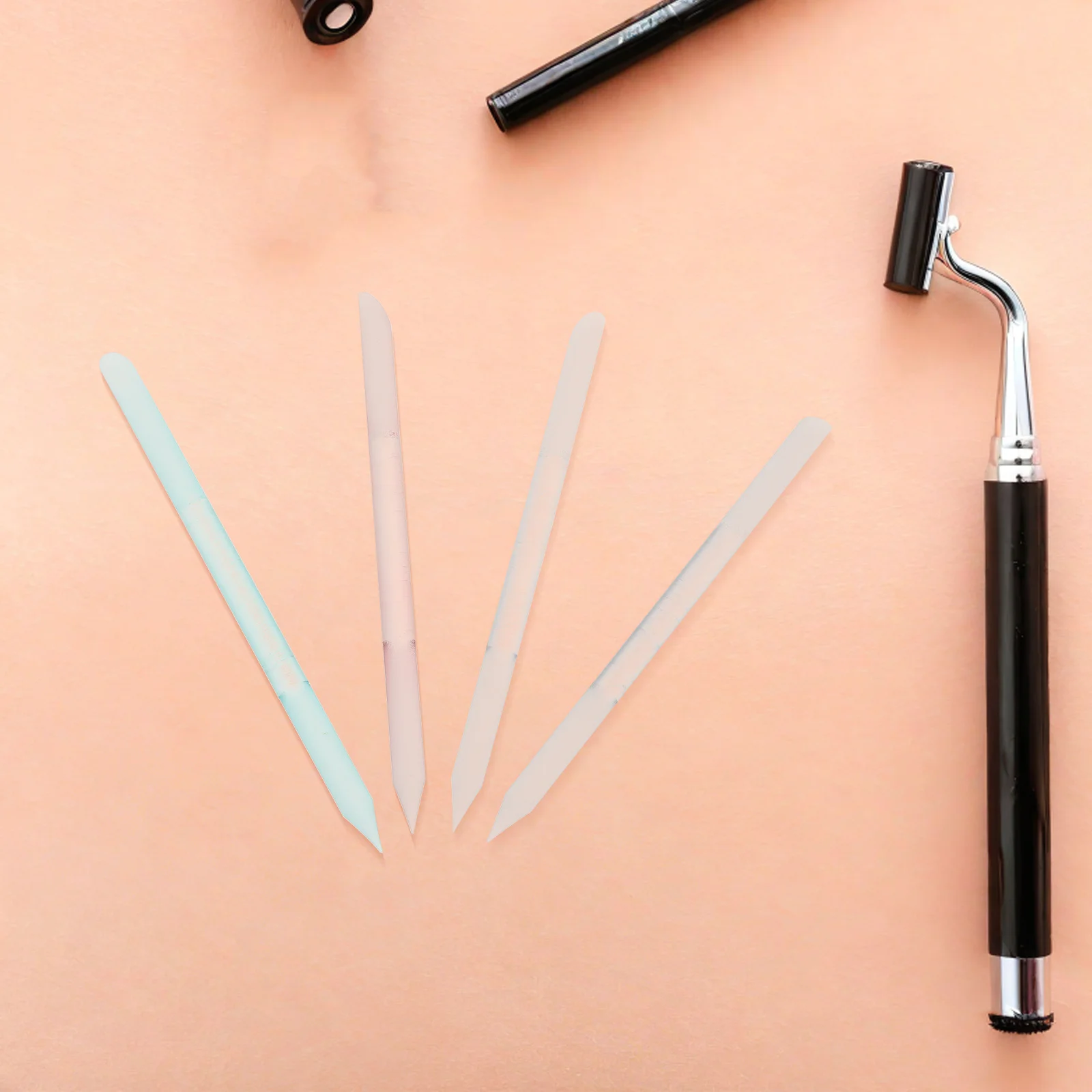 

4pcs Glass Cuticle Pusher Tool Double Ended Dead Skin Remover Nail Care Manicure Pedicure Precision Glass Stick Frosted Surface