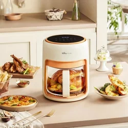 Bear 220V Air Fryer Household 4L Glass Visual New Large Capacity Light Oil Air Electric Fryer Multi-function All-in-one Machine