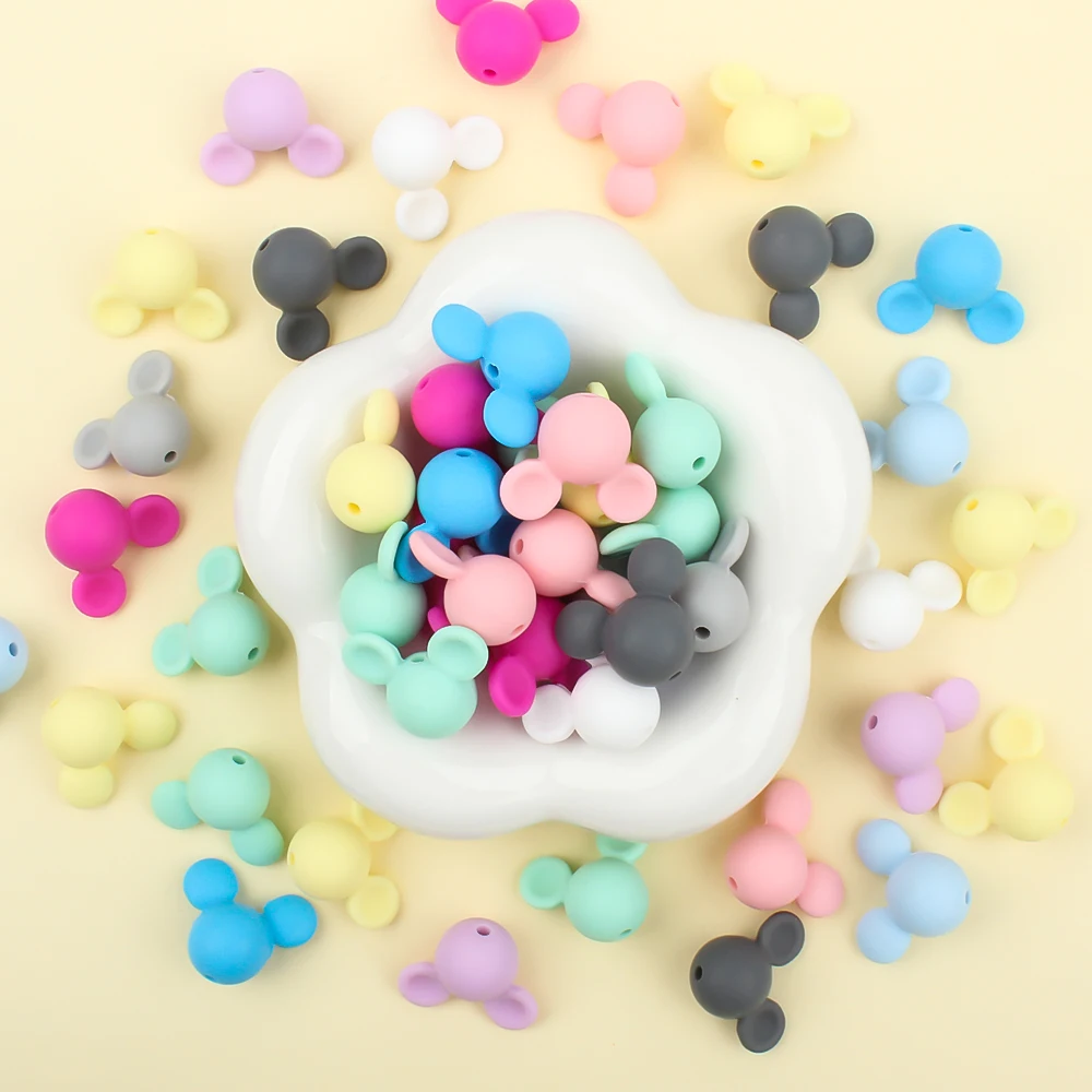 10pcs Silicone Beads Mouse Shape Baby Teething Beads Teether BPA Free Chewing Toy For DIY Necklace Pendant Baby Accessories