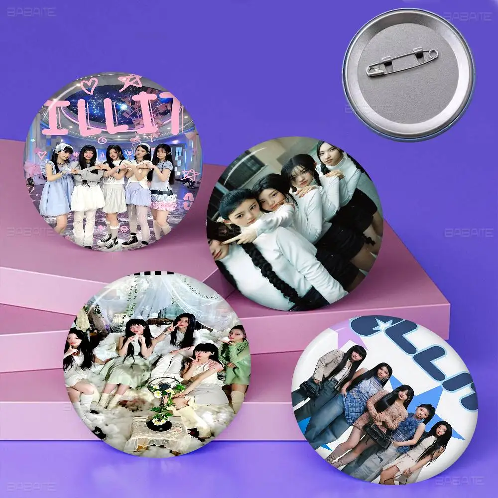 Kpop Group I-ILLIT Photo Brooches Creative Round Badge Gifts Pins 32/44/58mm