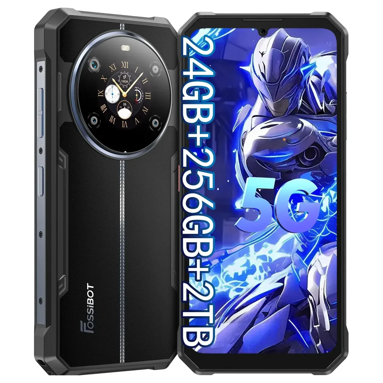 Fossibot [F109] 5G Rugged Phone 24GB(8+16) 256GB 10600mAh 6.745'' Android 14 NFC 50MP Camra Dual Screen Face ID Smartphone