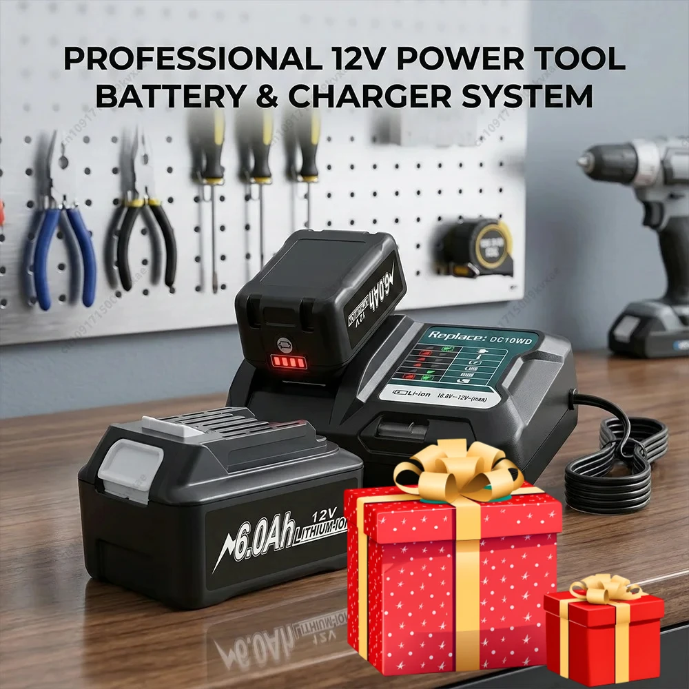 

New 12V 6000mAh Rechargeable Battery for Makita BL1016 BL1041B JV103D TL065D Cordless Drill Tool Li-ion Replacement