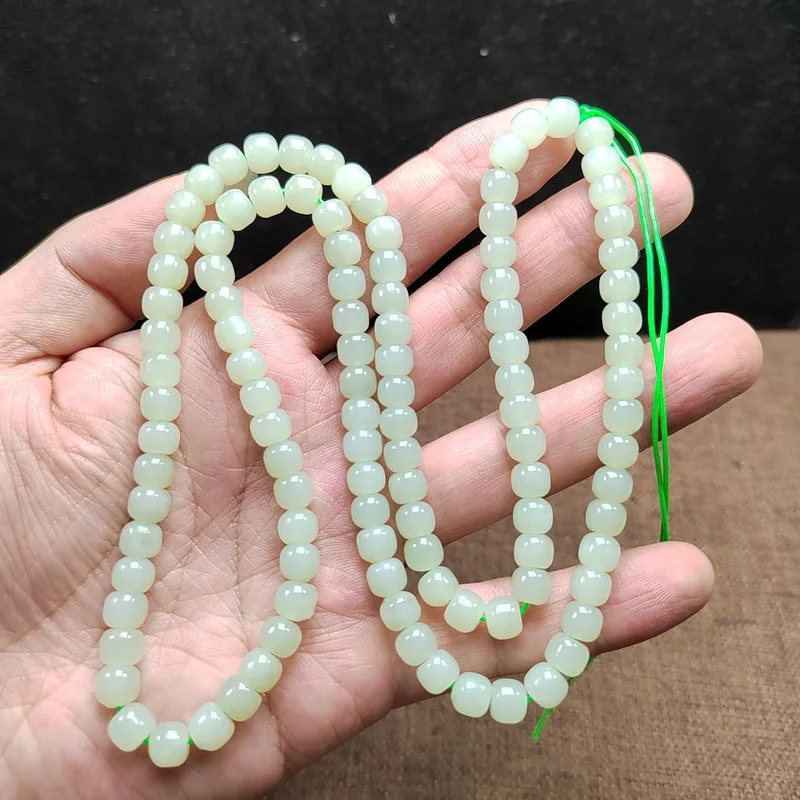 Mouth Material Old-Styled Bead 108 Beads Bracelet Green Yellow Hetian Jade Sweater Chain Multi-Circle Bracele