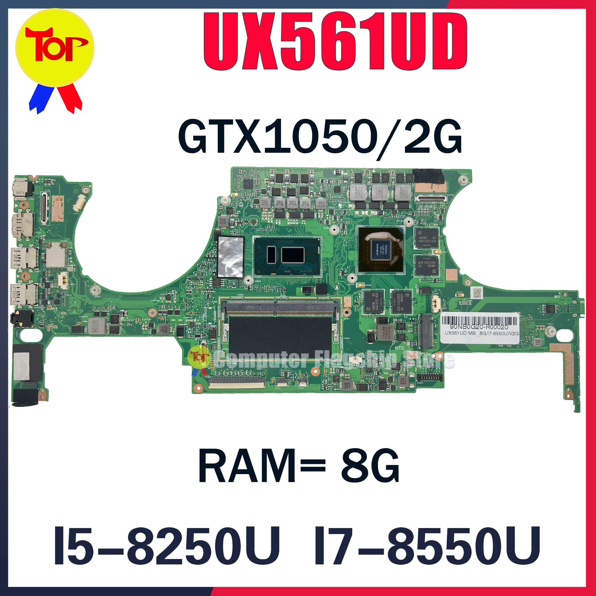 

KEFU UX561 Laptop Motherboard For ASUS Zenbook Flip 15 UX561U UX561UD I5-8250U I7-8550U 8G-RAM GTX1050 100% Working