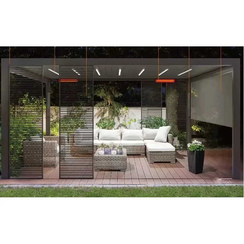 Aluminum Bioclimatic Motorized Pergola Outdoor Winter Garden Patio Balcony Covers Waterproof Metal Roof LED Powder Coated Modern
