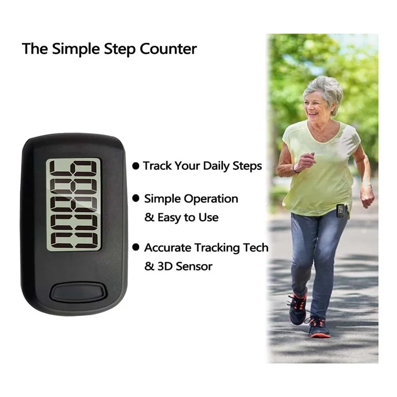 1Pcs Pedometer 3D Step Counter for Walking, Track Steps Portable Sport Simple Pedometer Lanyard, Simple Pedometer