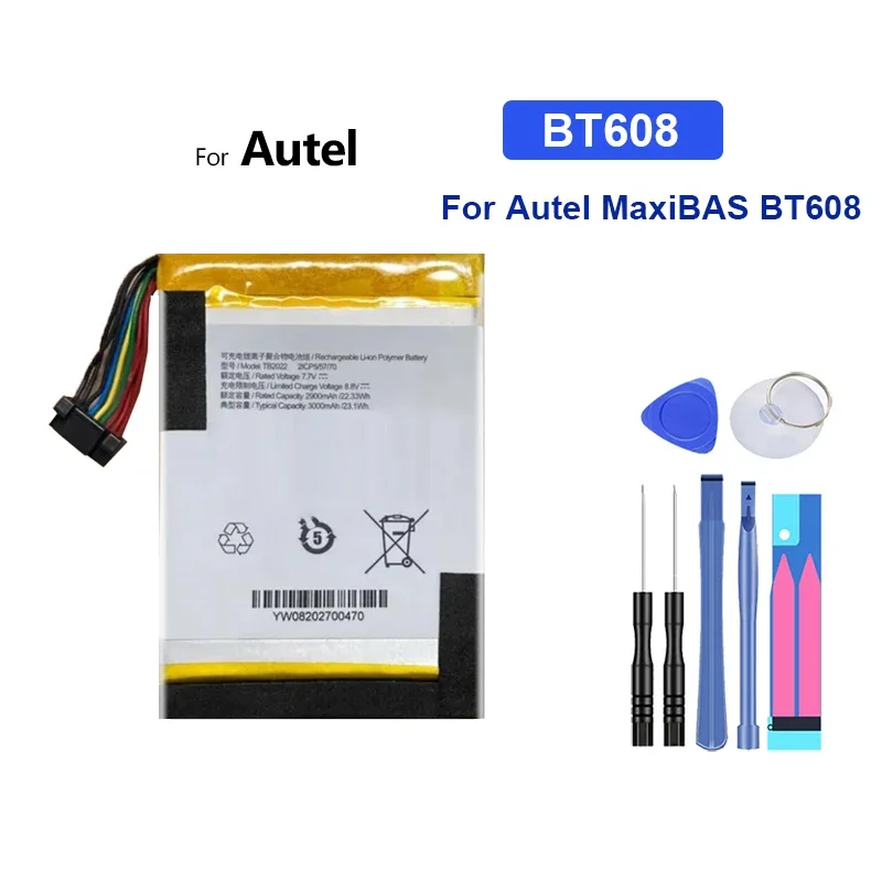 Long-Lasting 3000mAh Automotive Diagnostic Equipment Battery for Autel MaxiBAS BT608