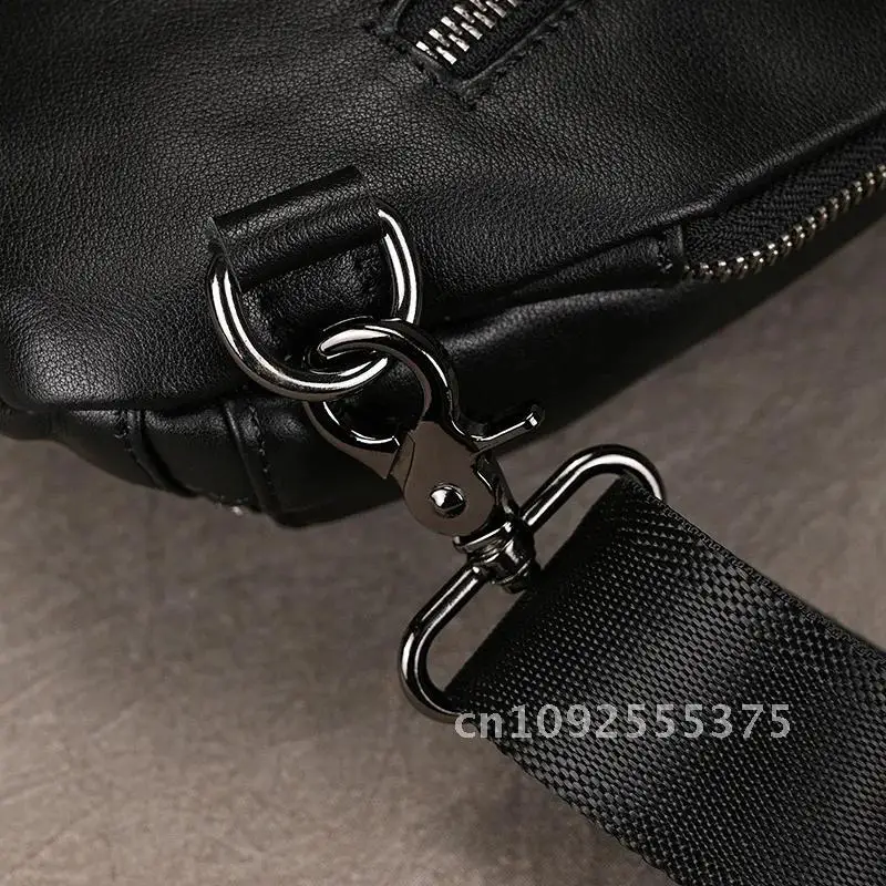 Luufan Soft genuine Leather Men's Chest Pack Male Mini Shoulder Crossbody Bag Anti Theft Chest Pack Men Outdoor Summer Sling Bag