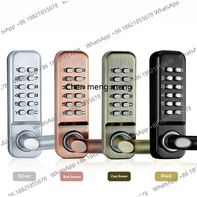 Double-sided Long Handle Keyless Mechanical Password Lock Home Office Garden Courtyard Wooden Iron Door Safety Lock
