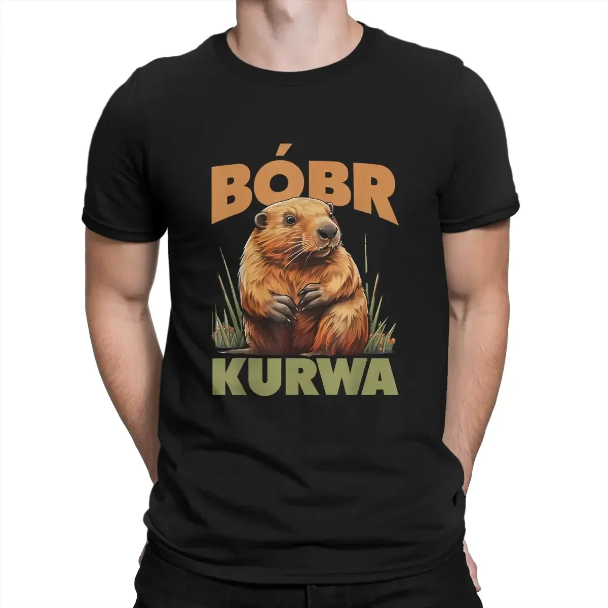 Beaver T Shirt For Men 100% Cotton Leisure T-Shirt Crew Neck Kurwa Bobr Bober Tees Short Sleeve Clothing 6Xl