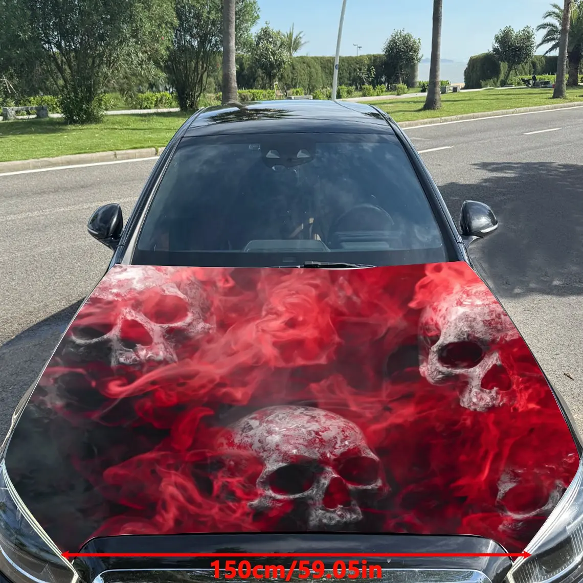 Smoke Ember Blood Flame Car hood packaging sticker, PVC material, self-adhesive waterproof, anti-slip paint, car exterior decora
