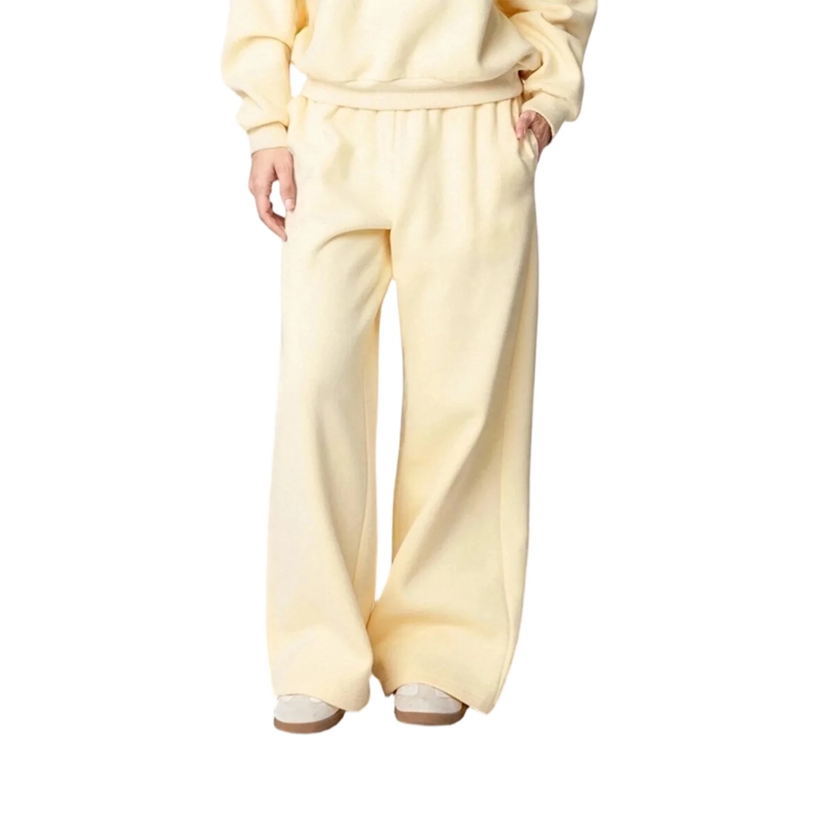 

Женские спортивные брюки с эластичной резинкой на талии, однотонные, повседневные, широкие, с карманами.