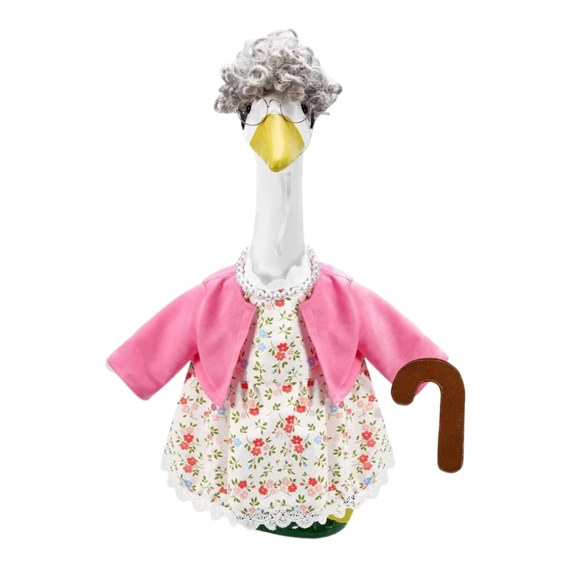  Themed Geese Statue Attire Costume With Grandpa/Grandma Styles Hat And Accessories