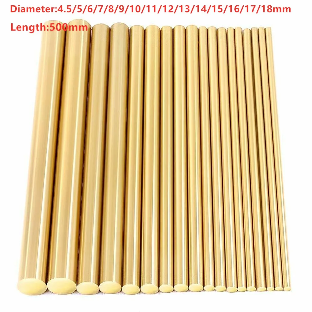 1pcs H62 4.5mm-18mm Hand-done Brass Bar Rod 500mm Stick for Knife Handle Part DIY Toys Accessories