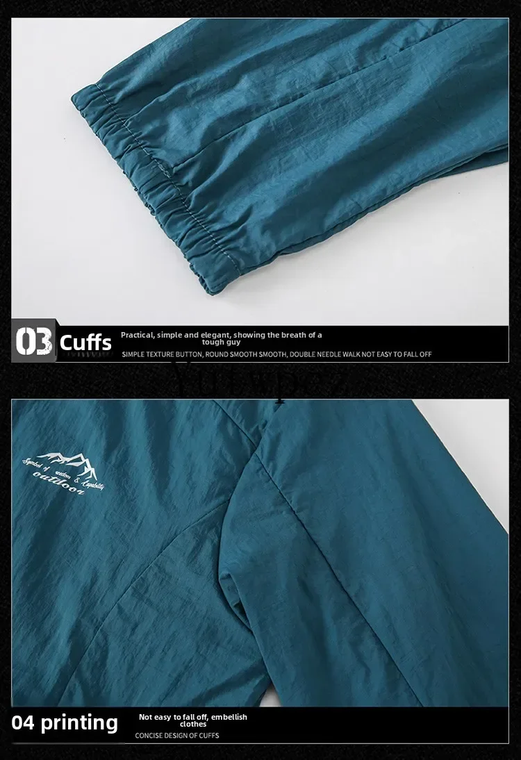 UPF100+ Herren Sommer-Windjacke mit Reißverschlusstaschen UV-Sonnenschutzjacken Atmungsaktive ultraleichte Kleidung Outdoor-Dünnmantel Camping – Detail 16