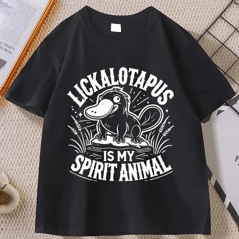 

Lickalottapus Is My Spirit Animal Graphic T Shirts Funny Duck Printed Short Sleeve T-shirts Men Women Round Neck Casual Tees