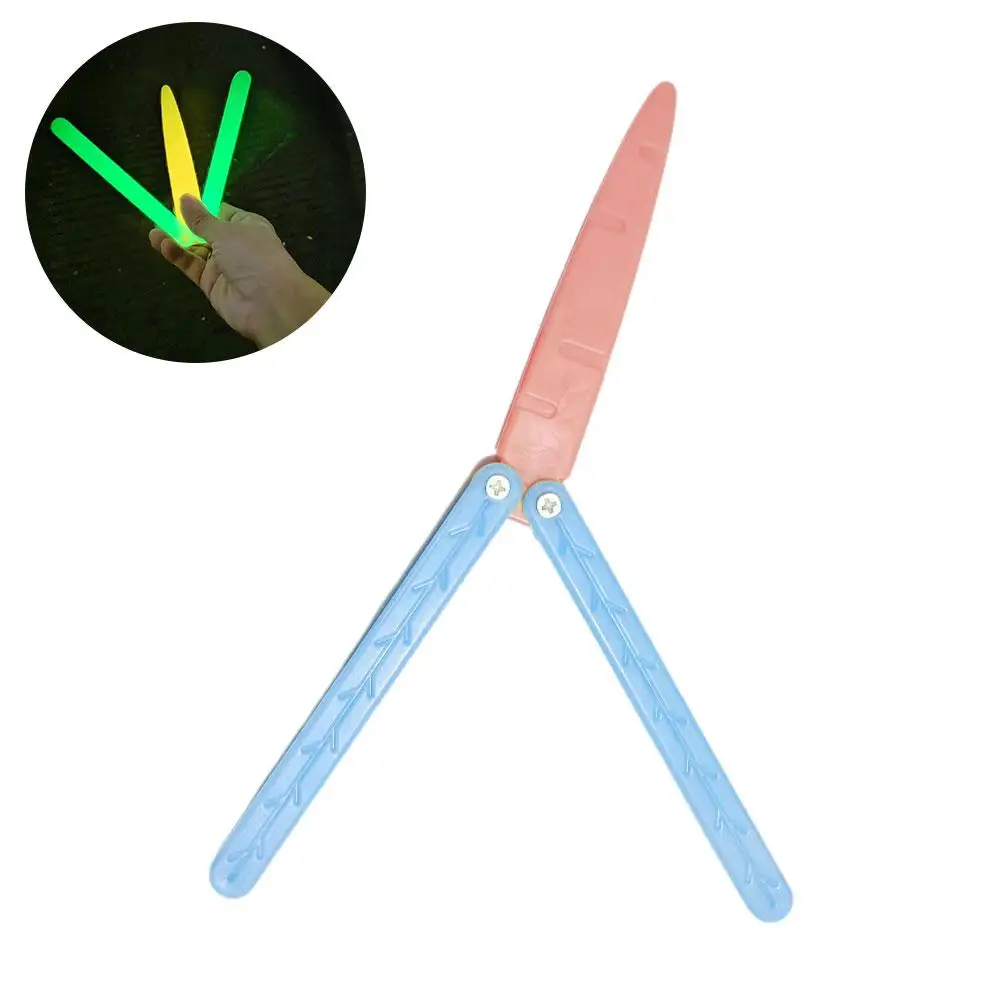 Cuchillo de mariposa de rábano luminoso de impresión 3D, descompresión recta, tarjeta de salto de empuje, juguete brillante, regalo, Mini cuchillo de zanahoria por gravedad D1O4