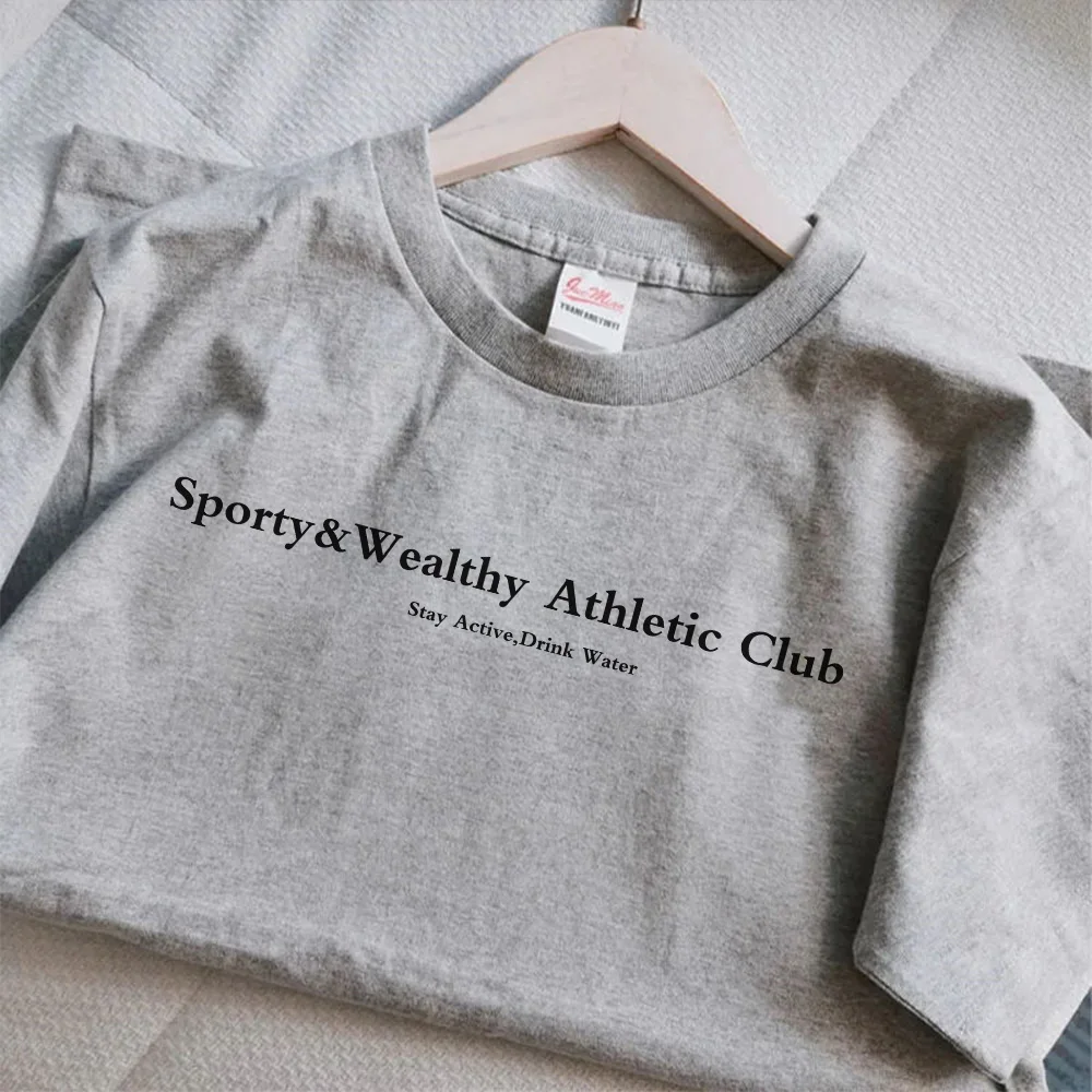 Sport Make You Health Letters Printing American Vintage Style Gray T Shirts Female Short Sleeve Loose Cotton Summer Casaul Tees