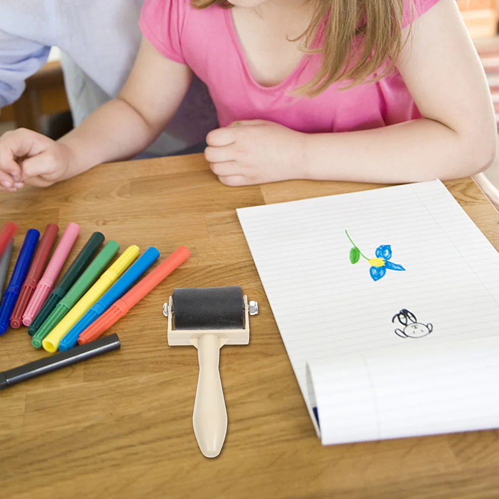 

4Pcs Printmaking Roller High-Grade Rubber for Ink and Glue Application Smooth Rolling Handle Comfortable Grip Craft DIY