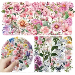 100Pcs Flower Transparent PET Waterproof Sticker Natural Plant Decoration Phone Case DIY Sticker Laptop Decal Skins