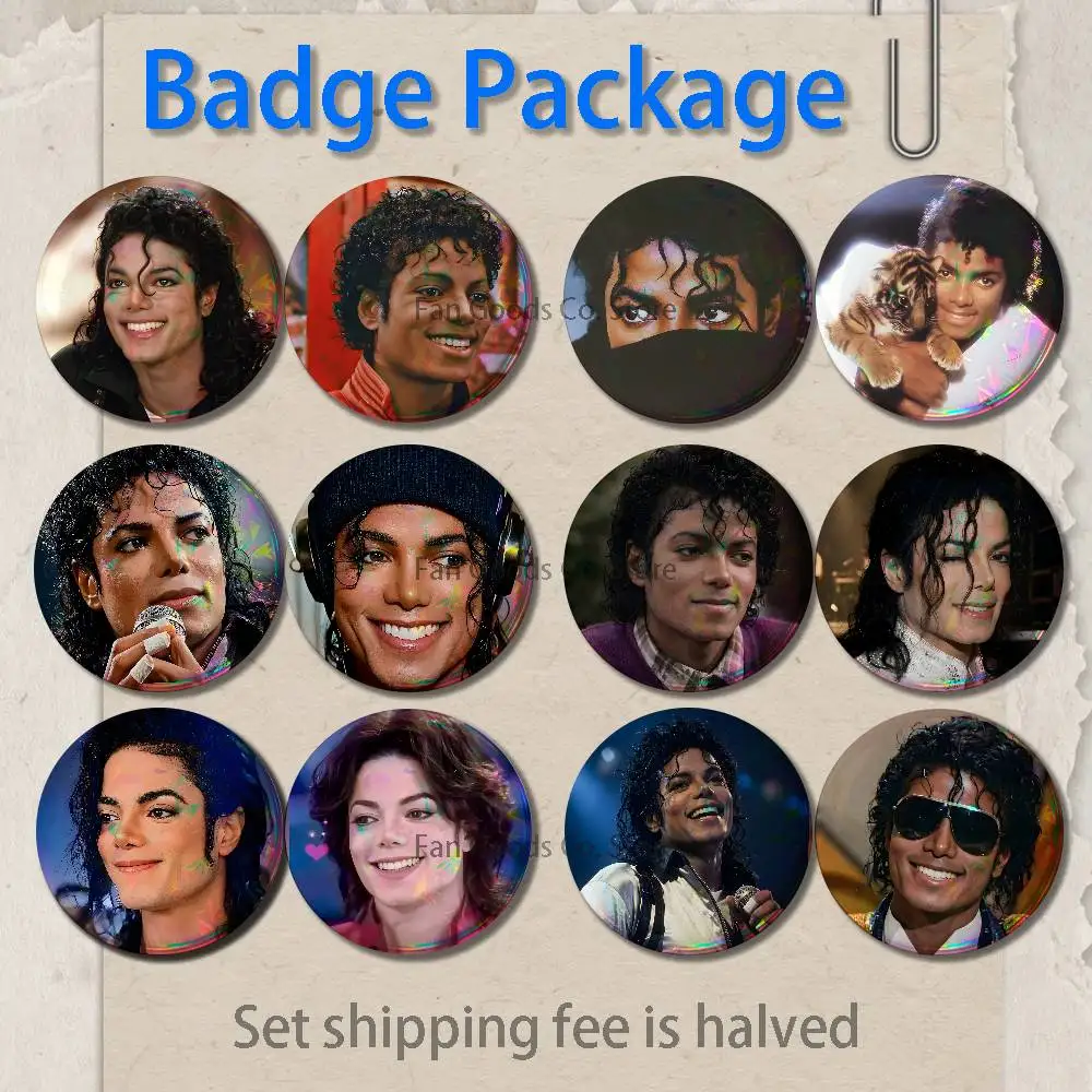 Music Michael J-Jackson Brooches for Backpack Accessories 25,32,44,58,75mm Round Enamel Pins 2-piece set Cartoon Anime Badge