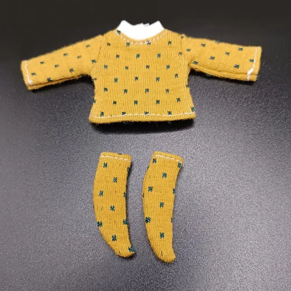High Quality for 1/12BJD Dolls for 1/11 OB11  Cotton Dot Blouse DIY  Clothes  Cotton T-shirt  T-shirt Socks