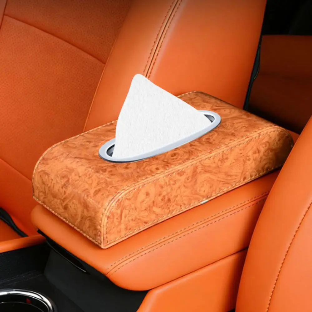 Glossy Wood Grain Car Center Armrest Box Curved Design High-end Style Car Paper Organizer Cute Style Creative Design