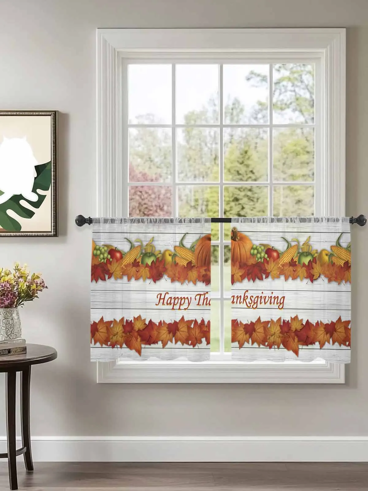 

Happy Thanksgiving Pumpkin Tulle Curtains For Bedroom Children Living Room Decor Sheer Curtains