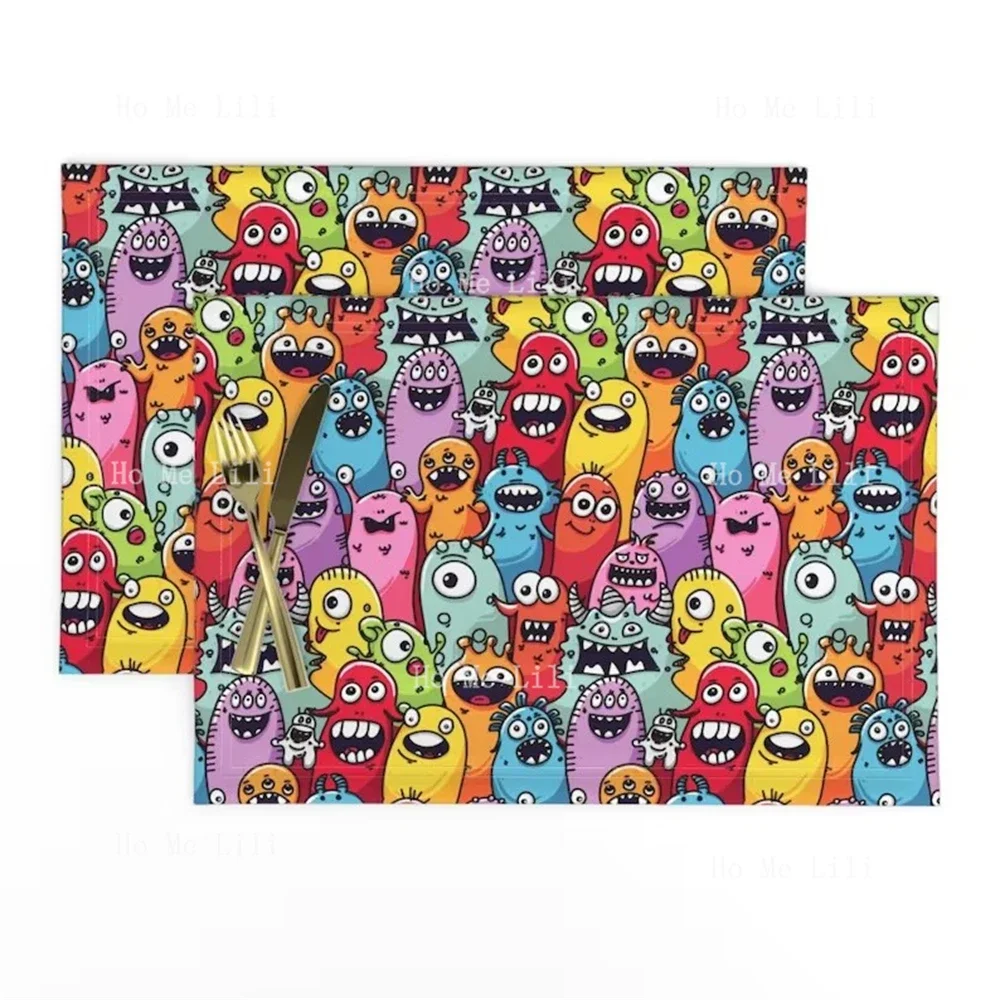 Colorful Table Mat Weird Monster Alien Placemats