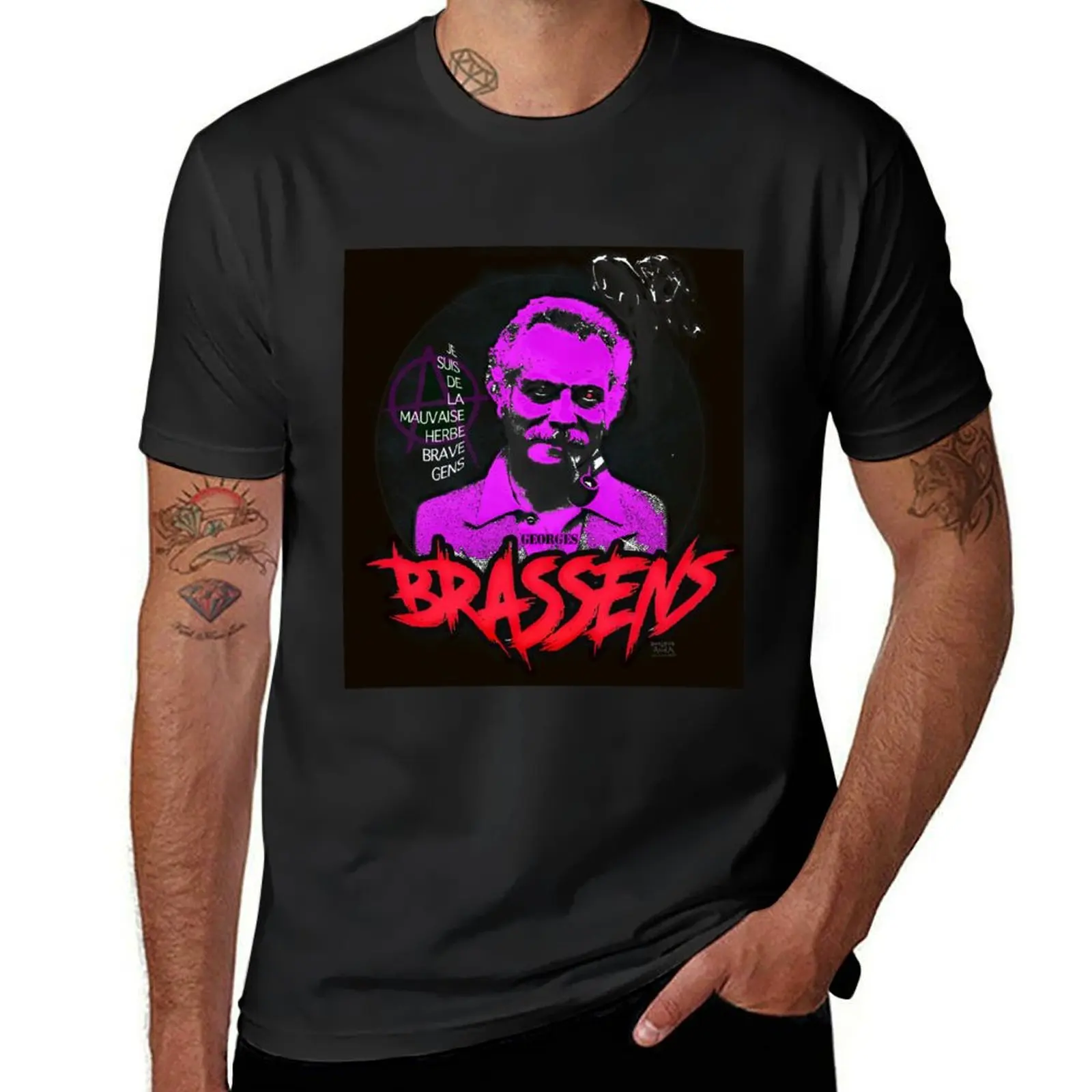 

Georges Brassens T-Shirt basketball graphic tees heavyweights blacks T-shirts man luxury clothes men