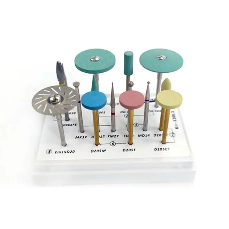 15pcs/Box Dental Grinding and Polishing Kit of Zirconia Diamond Burs Stones Disc Dentistry Drill Bits Lab Tools Kits Polish Tool