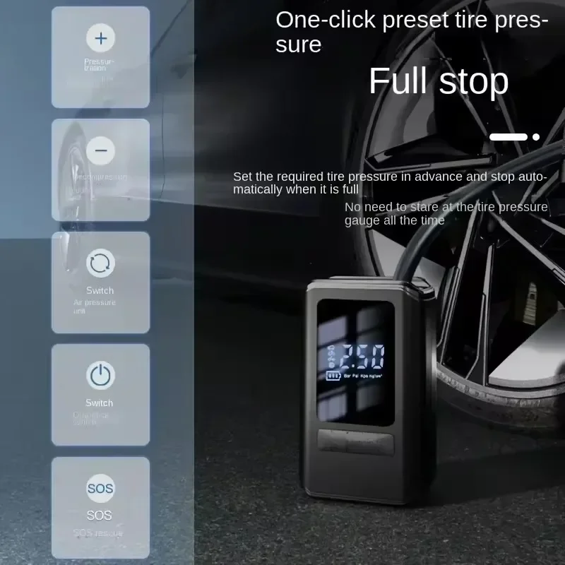 Pompe à pneus portable - Écran numérique de chargement sans fil