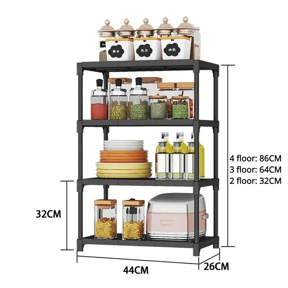 3-Layer Kitchen Storage Rack Bathroom Storage Rack Oven Microwave Pot Storages Shelf Multi-Functional Snacks And Sundries Shelf