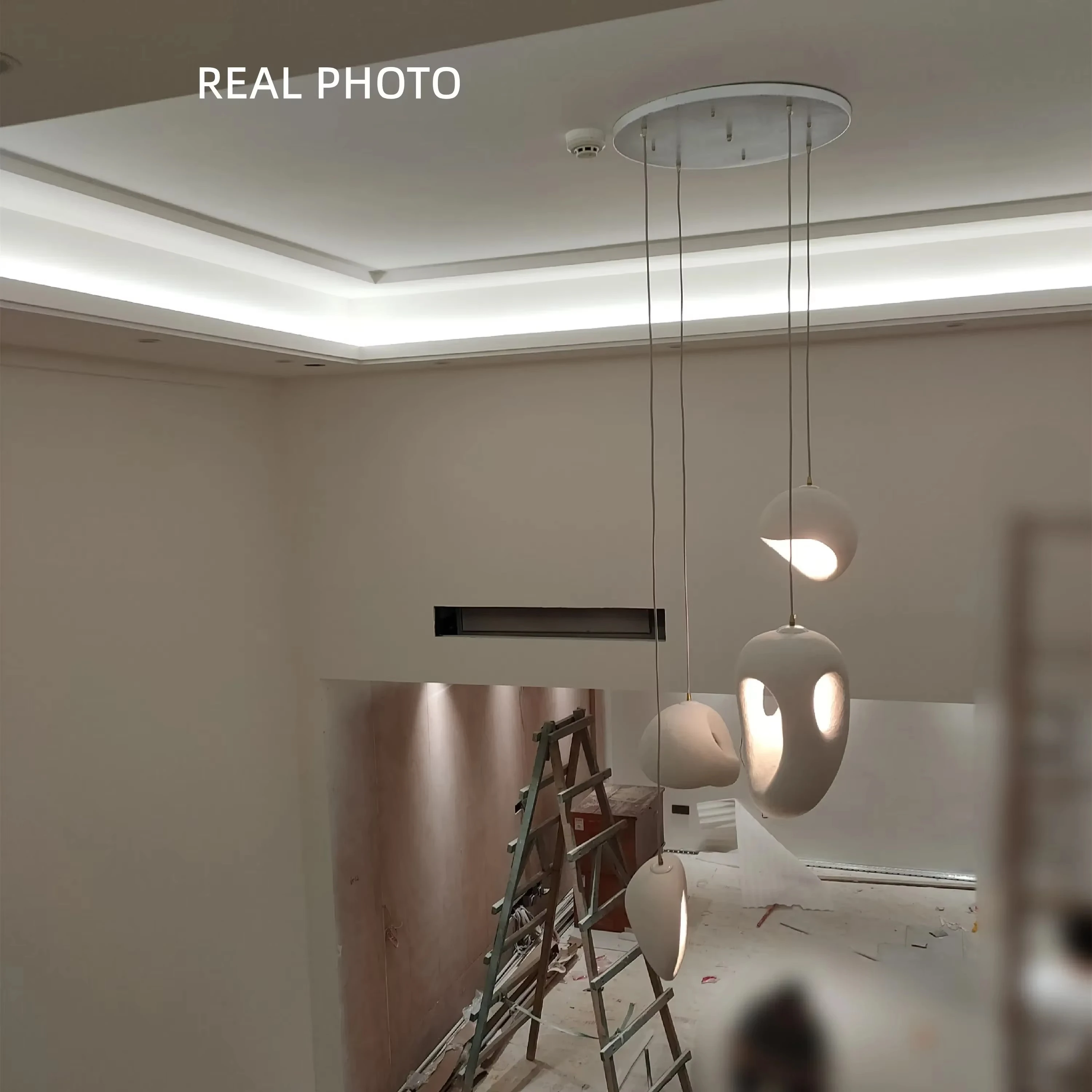 Nordic Villa Stair Wabi-sabi Style Pendant Chandelier Irregular Resin E27 Pendant Lights Staircase