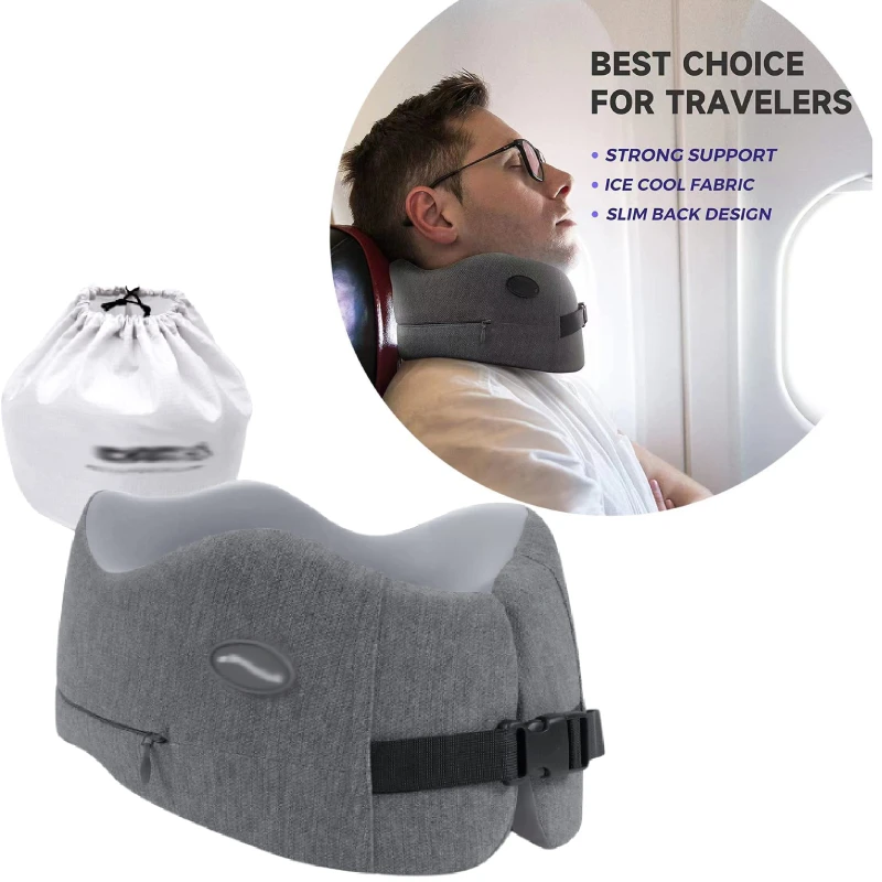 

Travel Pillow Memory Foam Neck Pillow Comfortable & Breathable Cover Compact Adjustable Travel Ergonomic Pillow Head