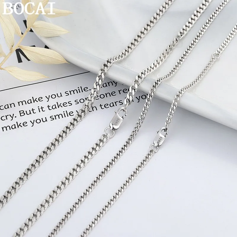 BOCAI New S925 Sterling Silver Jewelry Fashionable and Simple Side Chain Women's Selected Gift