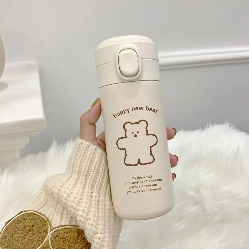 450 مللي الدب كوب قارورة عازلة السفر في الهواء الطلق الرياضة زجاجة ماء المحمولة كوب تشغيل ركوب التخييم التنزه غلاية ترموس تفريغ #1